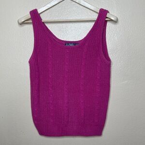 JL Plum Shirt Womens Small Sleeveless Pink Knit Vintage Cotton Bland  Y2K